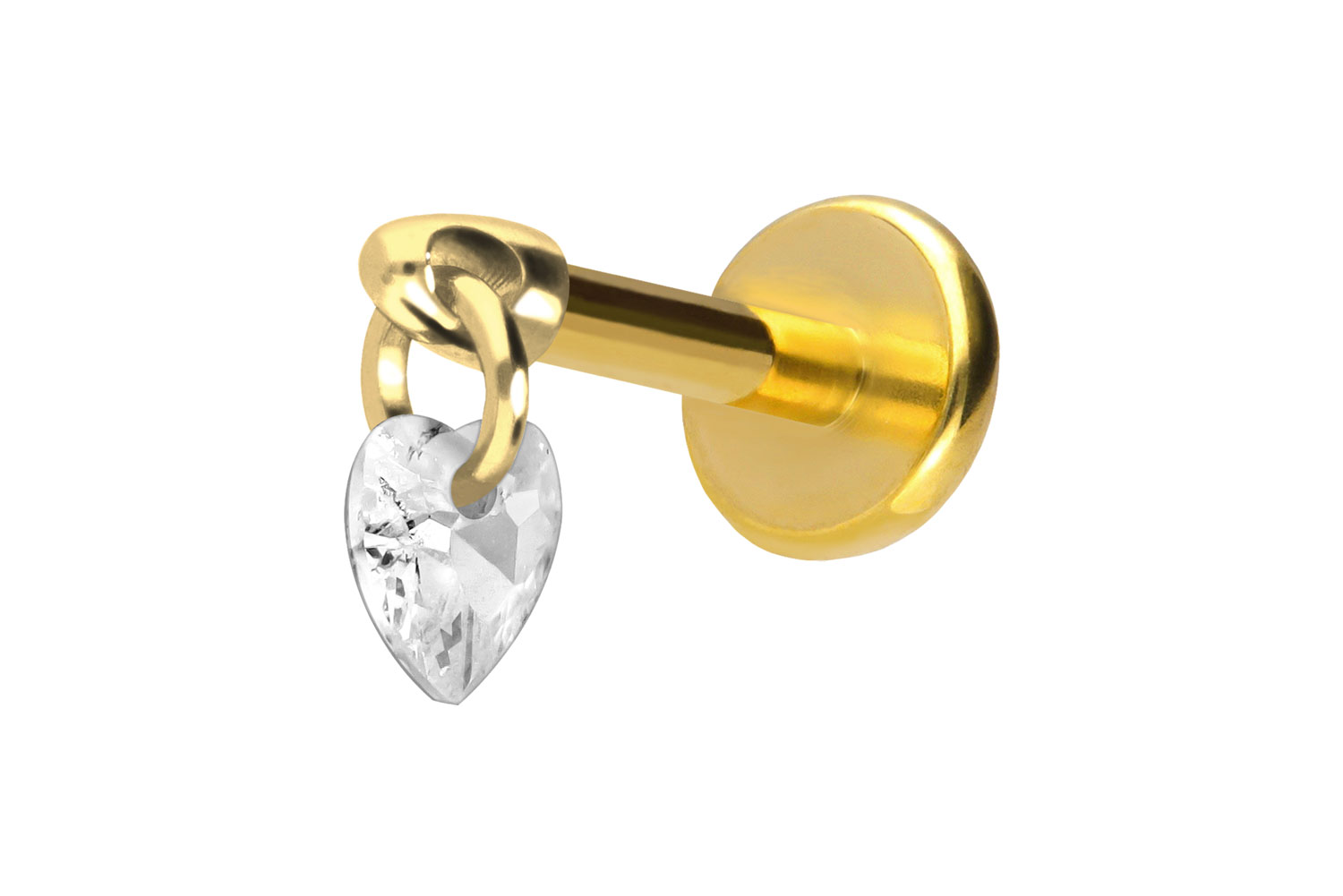 Titan Labret Piercing mit Push Fit KRISTALLHERZ